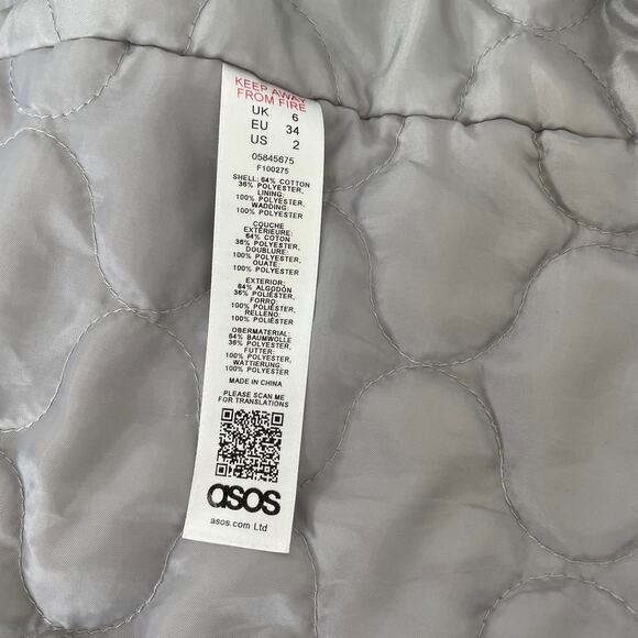 ASOS DESIGN Women’s Gray Borg Liner Waterfall Hooded Parka Size 2 - Outdoor - Picture 11 of 11